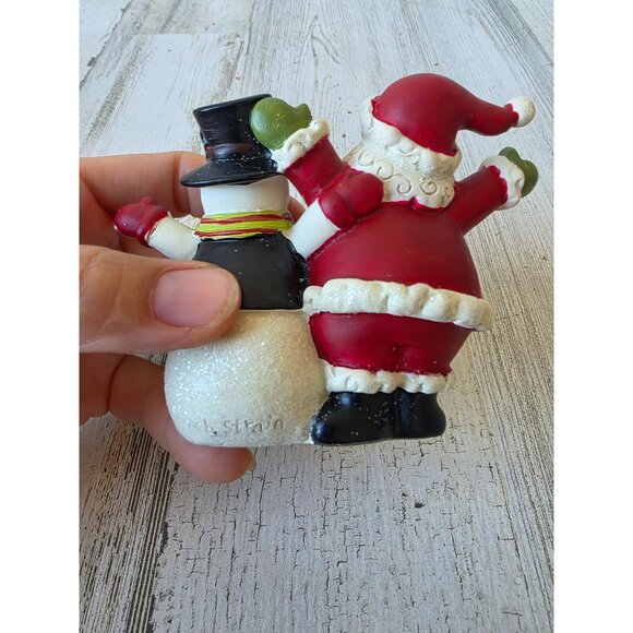 Deb strain snowman Santa figurine statue glitter Xmas village - Picture 4 of 9